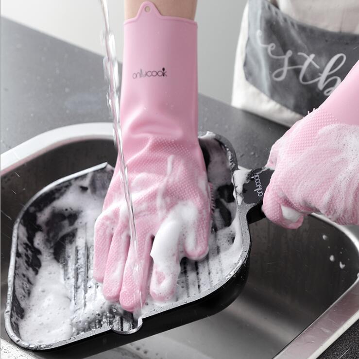 Thick Silicone Dishwashing Gloves – Heat-Resistant, Non-Slip Cleaning Gloves for Kitchen & Home