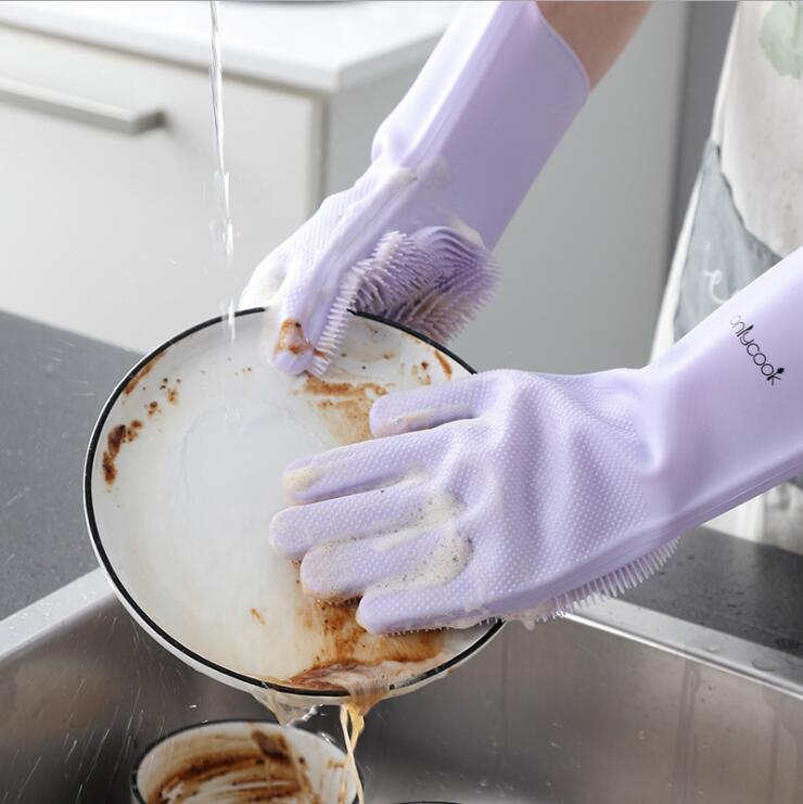 Thick Silicone Dishwashing Gloves – Heat-Resistant, Non-Slip Cleaning Gloves for Kitchen & Home
