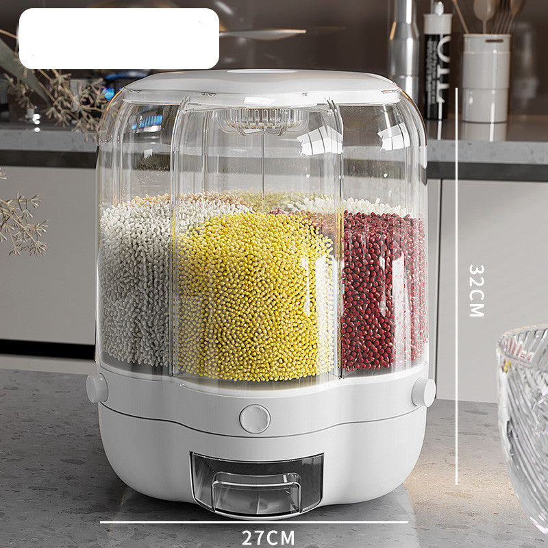 Large 360° Rotating Food Storage Container – Sealed Rice & Cereal Dispenser