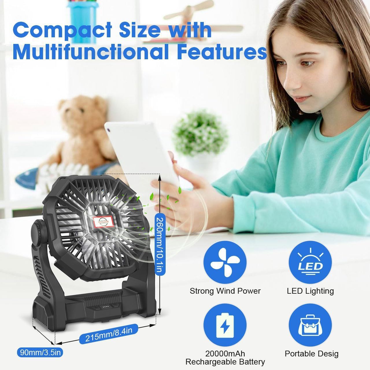 Portable Rechargeable Camping Fan – Outdoor Travel & Hiking Essential
