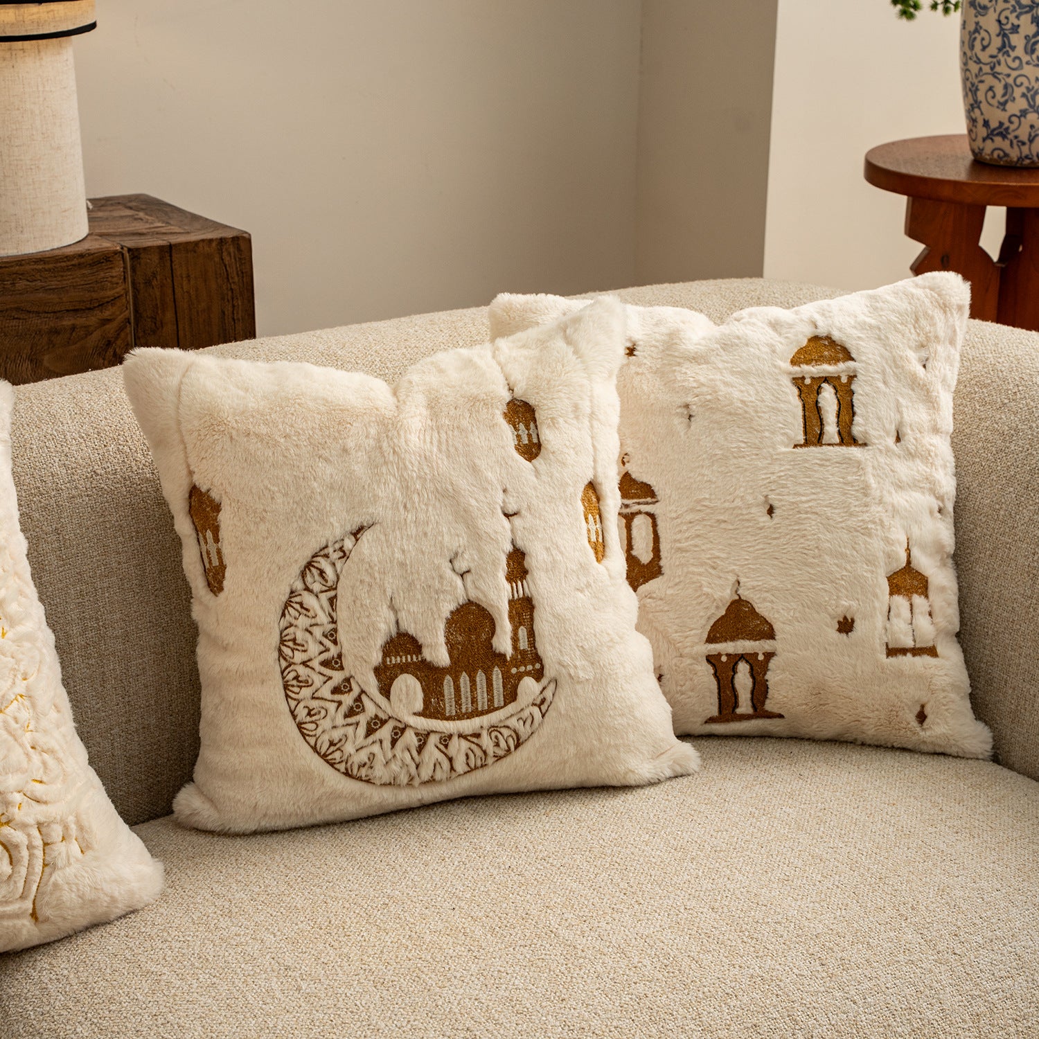 Plush Sofa Cushion Covers – Soft Fabric Pillow Covers for Bay Window & Home Decor