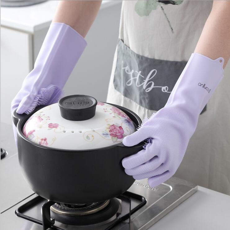 Thick Silicone Dishwashing Gloves – Heat-Resistant, Non-Slip Cleaning Gloves for Kitchen & Home