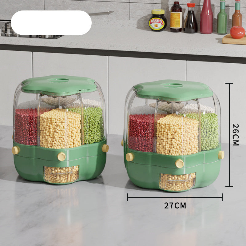 Large 360° Rotating Food Storage Container – Sealed Rice & Cereal Dispenser