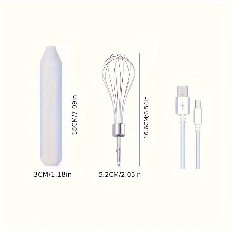 3-Speed Handheld Electric Egg Beater & Milk Frother – Rechargeable Whisk, Foam Maker, and Hand Mixer for Easy Cooking & Baking