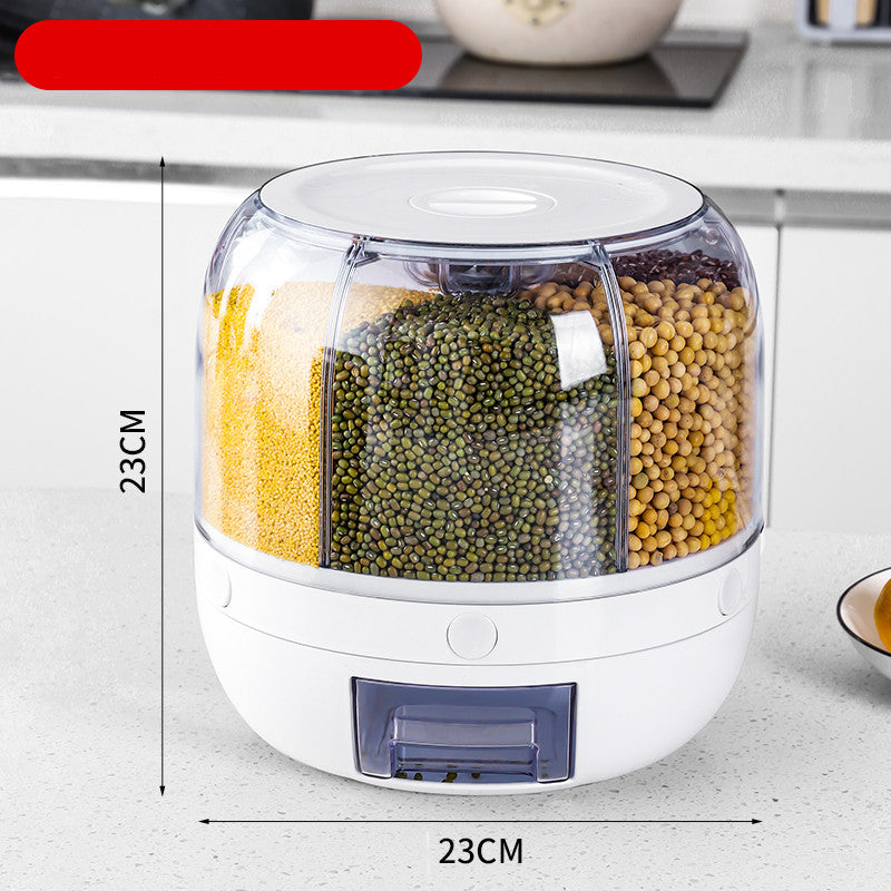 Large 360° Rotating Food Storage Container – Sealed Rice & Cereal Dispenser