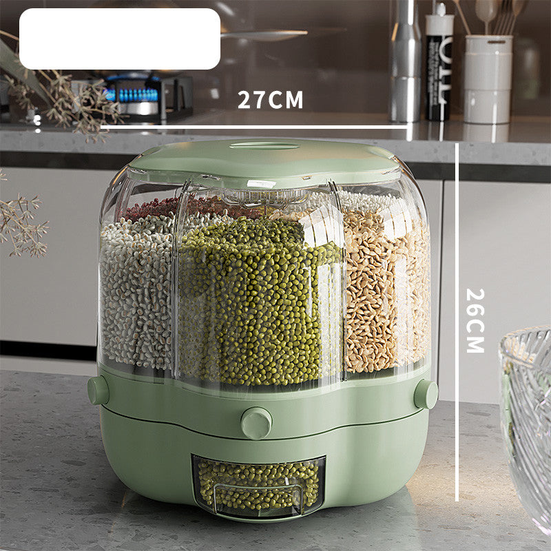 Large 360° Rotating Food Storage Container – Sealed Rice & Cereal Dispenser