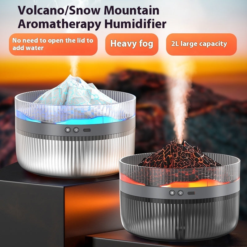 Volcano Flame Aroma Diffuser – 3D Fire Humidifier & LED Night Light (Ultrasonic Mist, Auto Shut-Off, Relaxing Essential Oil Diffuser)