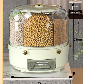 Large 360° Rotating Food Storage Container – Sealed Rice & Cereal Dispenser