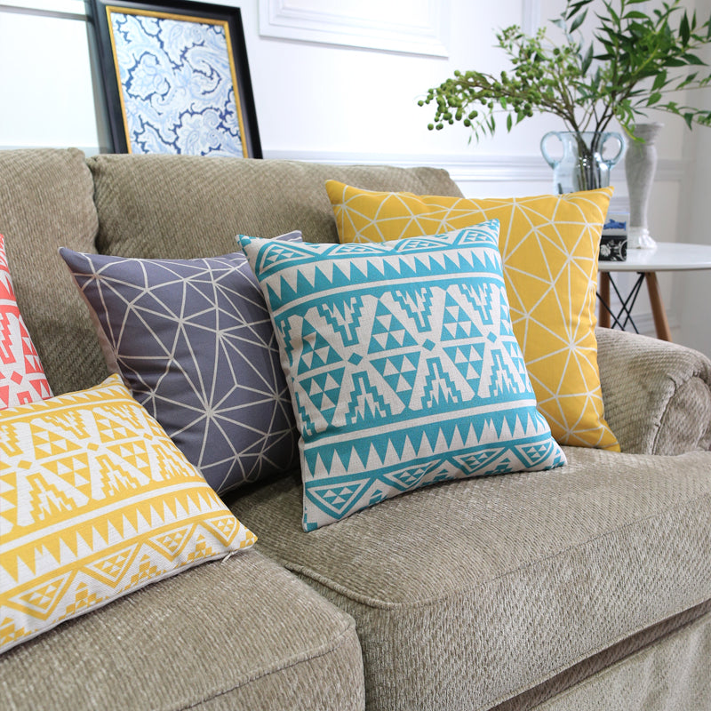 Nordic Geometric Throw Pillow Covers – Modern Color Block Cushion for Sofa & Home Decor