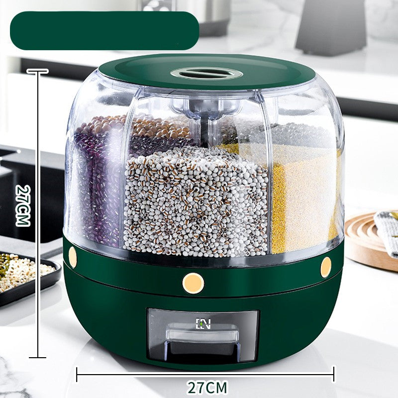 Large 360° Rotating Food Storage Container – Sealed Rice & Cereal Dispenser