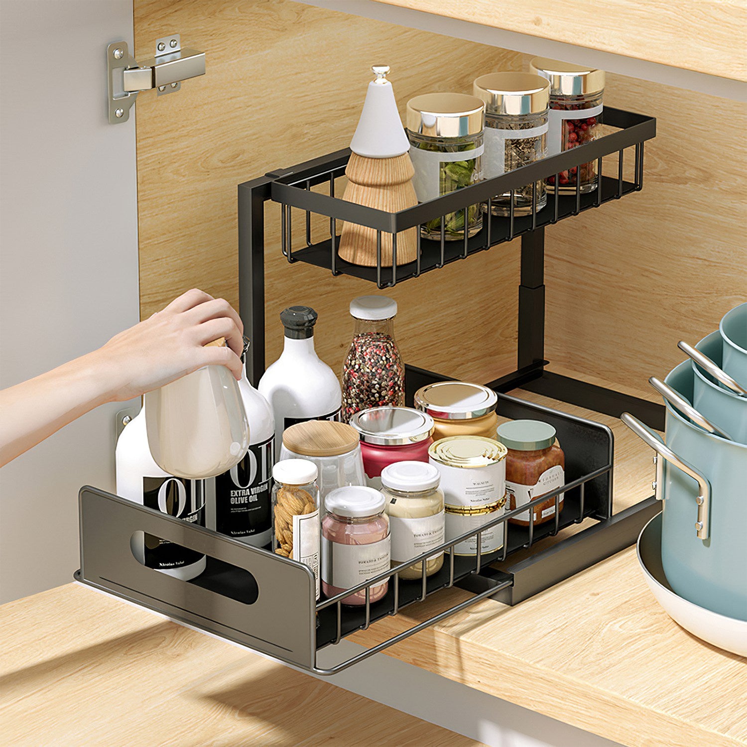 2-Tier Under Sink Organizer – Pull-Out Sliding Basket for Kitchen & Bathroom