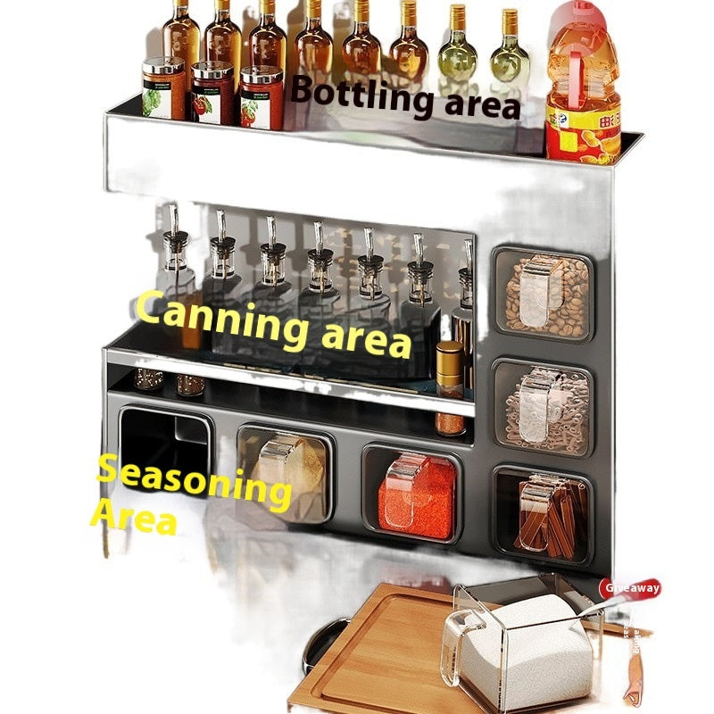 Jiabangshou Q3Y Kitchen Storage Rack – Multi-Functional Wall-Mounted Seasoning & Bottle Organizer