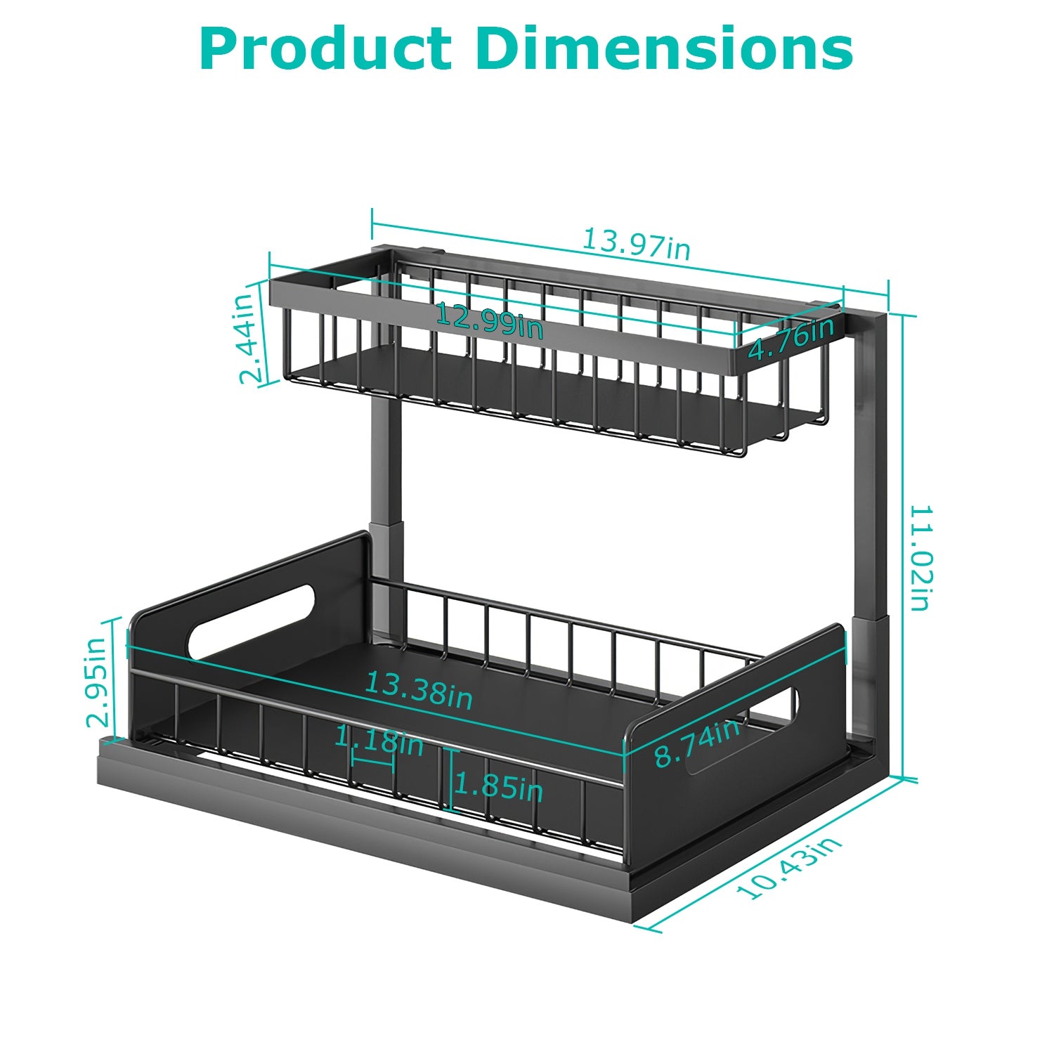 2-Tier Under Sink Organizer – Pull-Out Sliding Basket for Kitchen & Bathroom
