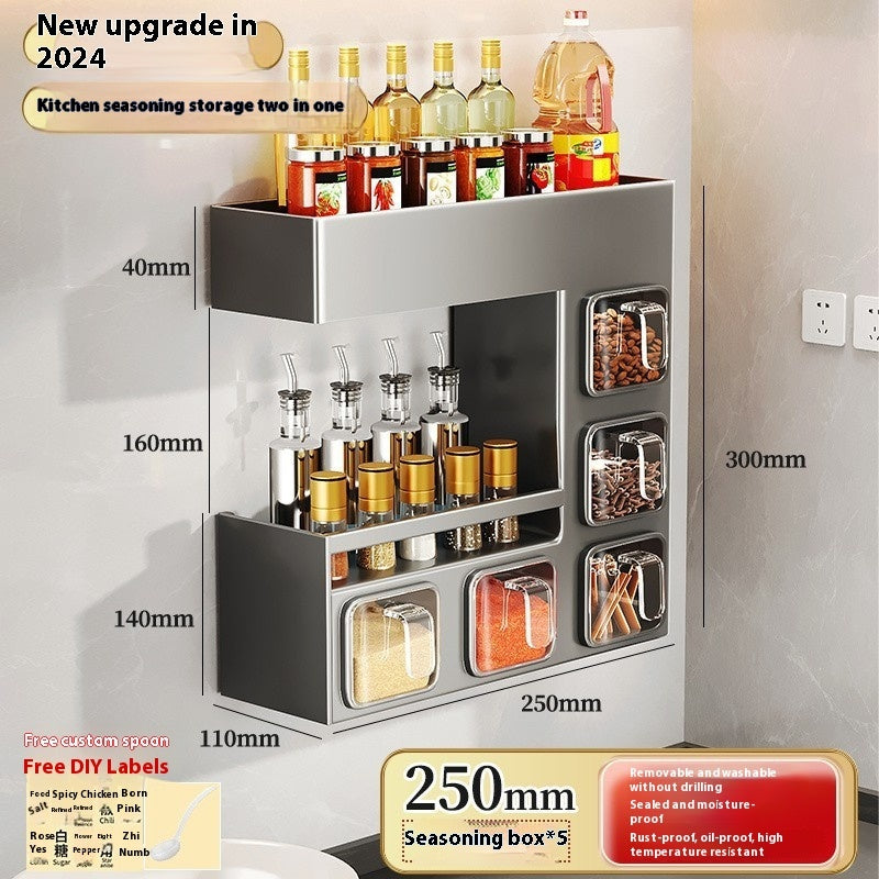Jiabangshou Q3Y Kitchen Storage Rack – Multi-Functional Wall-Mounted Seasoning & Bottle Organizer