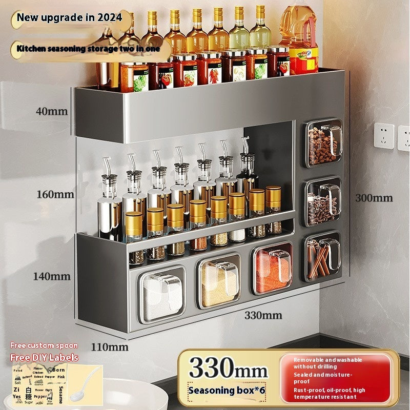 Jiabangshou Q3Y Kitchen Storage Rack – Multi-Functional Wall-Mounted Seasoning & Bottle Organizer