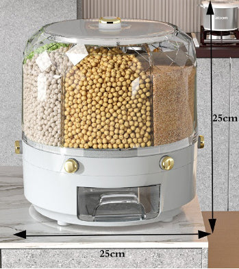 Large 360° Rotating Food Storage Container – Sealed Rice & Cereal Dispenser