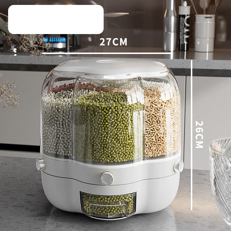 Large 360° Rotating Food Storage Container – Sealed Rice & Cereal Dispenser