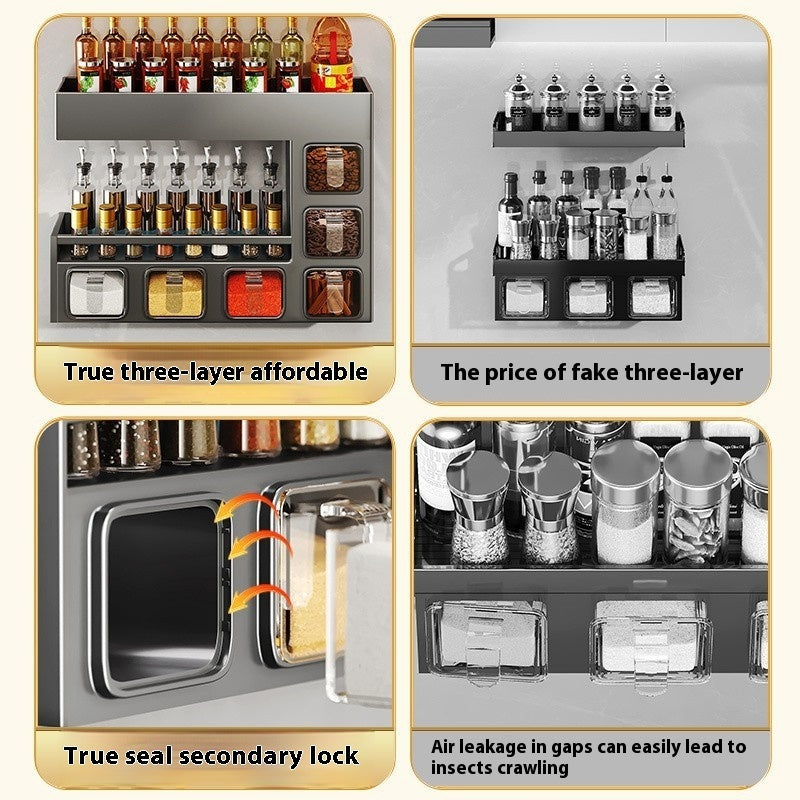 Jiabangshou Q3Y Kitchen Storage Rack – Multi-Functional Wall-Mounted Seasoning & Bottle Organizer