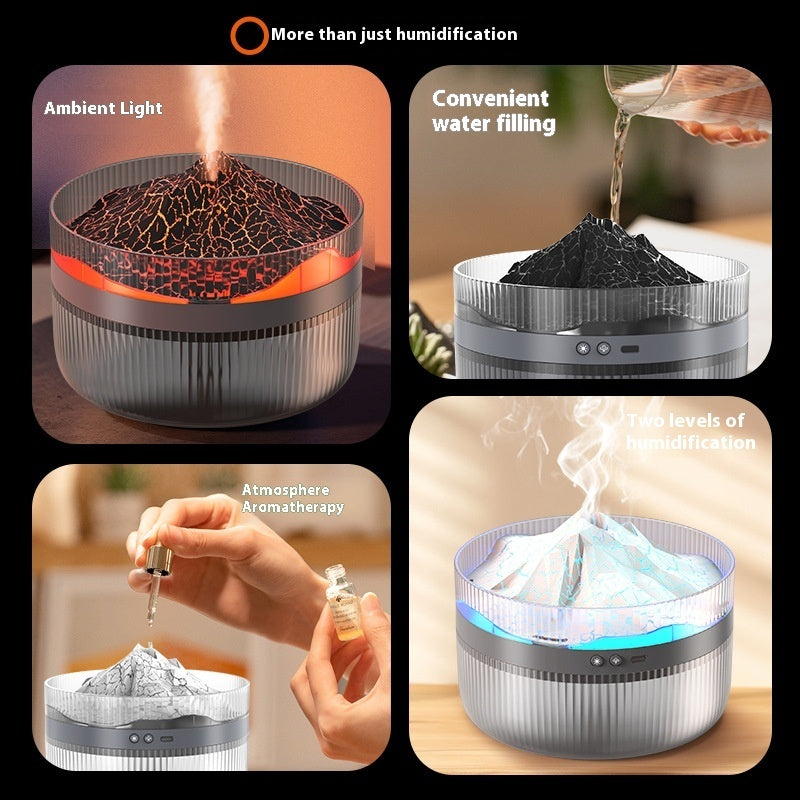 Volcano Flame Aroma Diffuser – 3D Fire Humidifier & LED Night Light (Ultrasonic Mist, Auto Shut-Off, Relaxing Essential Oil Diffuser)