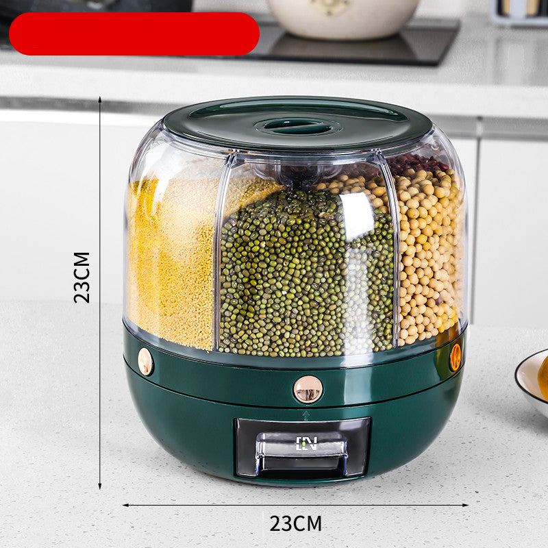 Large 360° Rotating Food Storage Container – Sealed Rice & Cereal Dispenser