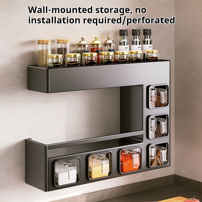 Jiabangshou Q3Y Kitchen Storage Rack – Multi-Functional Wall-Mounted Seasoning & Bottle Organizer